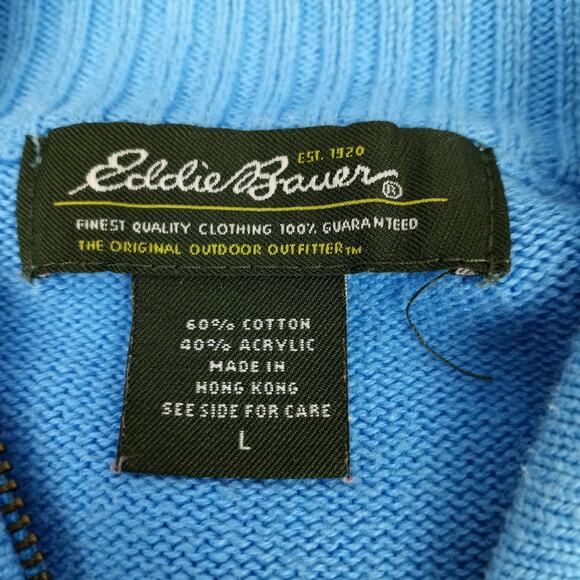 EDDIE BAUER  Women's Quarter Zip Sweater L  Campy Cabincore Gorpcore Retro - Picture 5 of 6